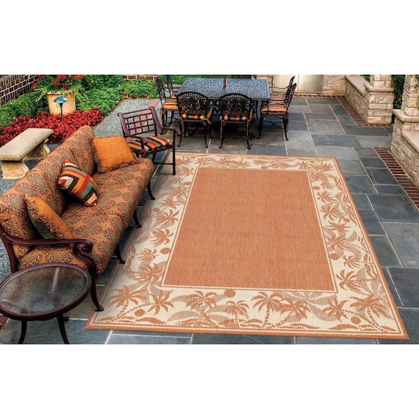 Recife Island Retreat Terracotta-Natural 4 ft. x 5 ft. Indoor/Outdoor Area Rug