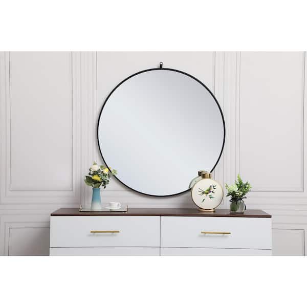 Black 39 in. W x 39 in. H Round Vanity Mirror WM9478Black