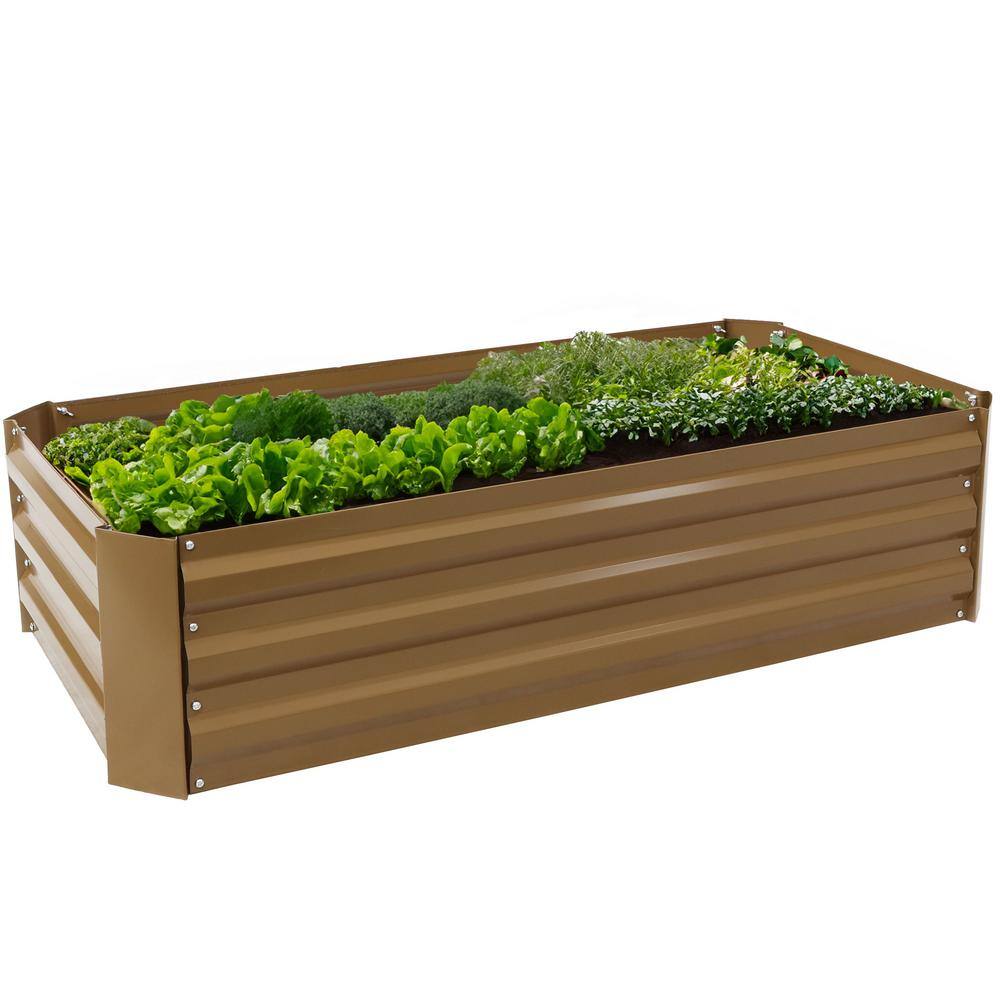 Brown Galvanized Steel Raised Garden Bed for Plants and Vegetables