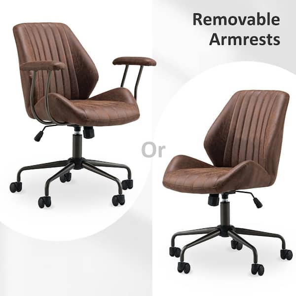 Allwex Magic Dark Brown Suede Fabric Swivel Office Task