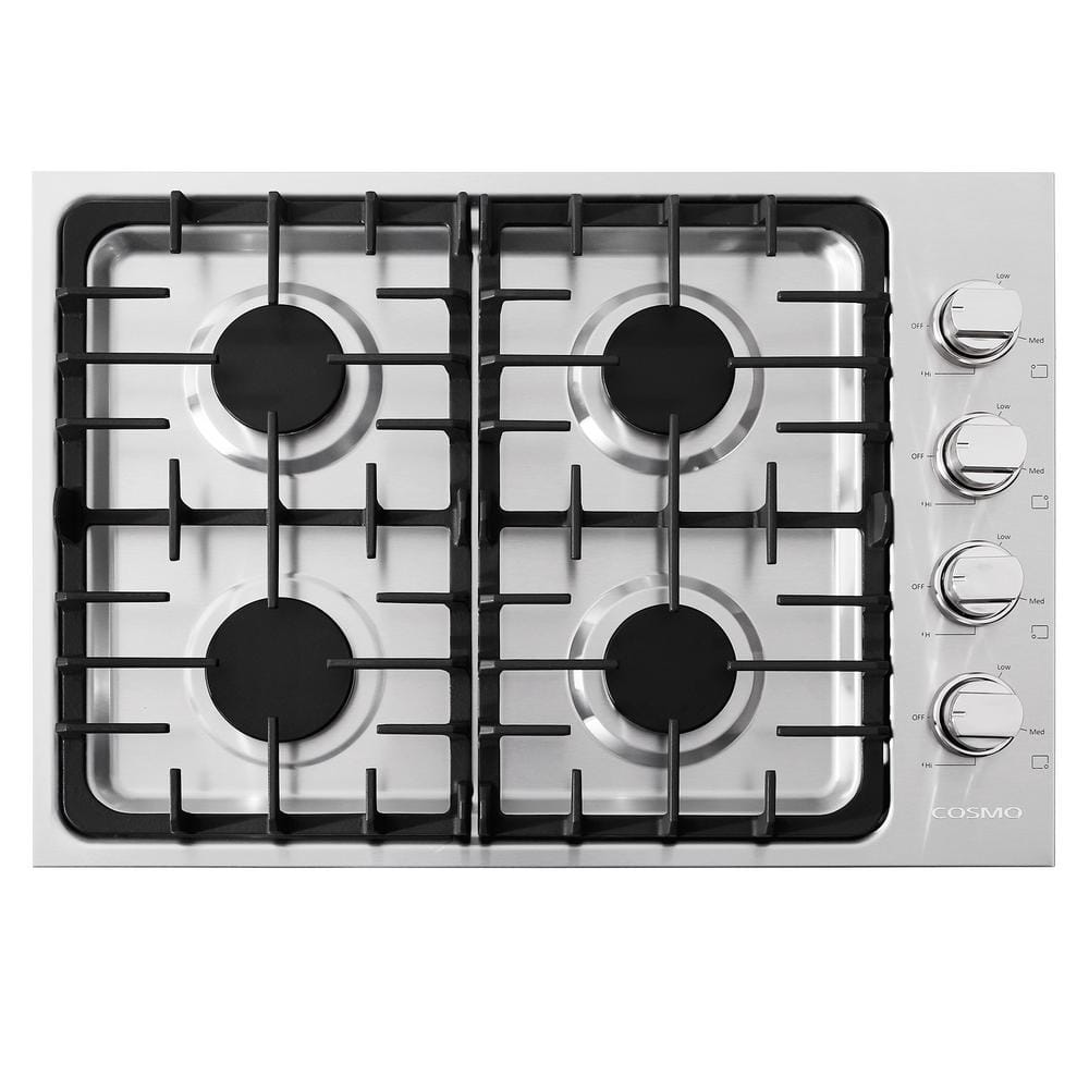 Cosmo 30 in. Gas Cooktop in Stainless Steel with 4 Italian Made Burners, Silver