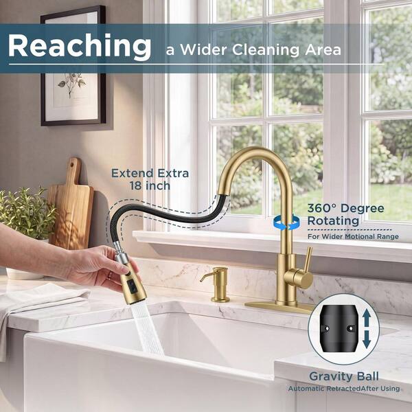 FORIOUS PRO Single-Handle Pull Down Sprayer Kitchen Faucet with