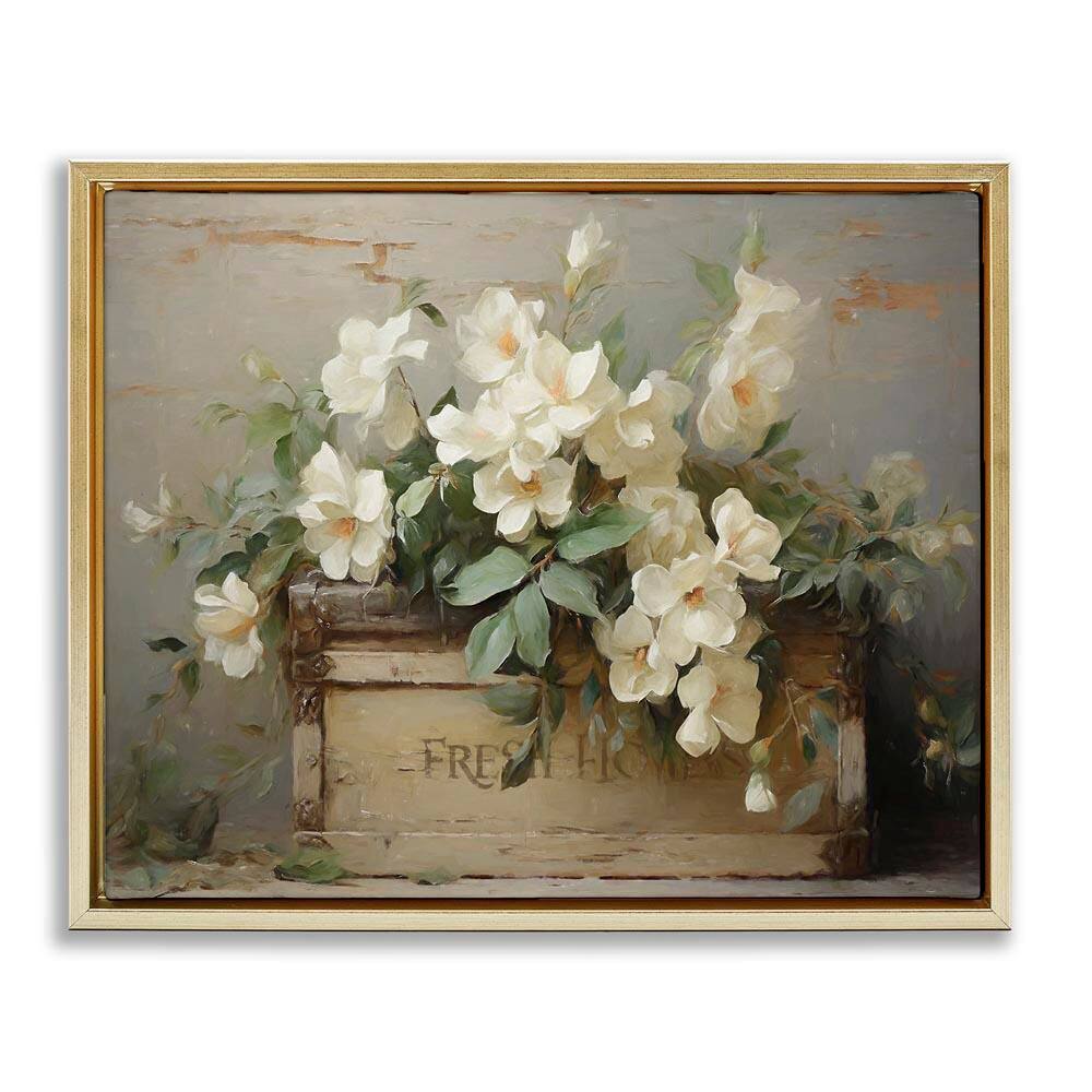 Fresh Rustic Flowers by Ramona Murdock Gold Floater Frame Graphic Art Print Nature 17 in. x 21 in.