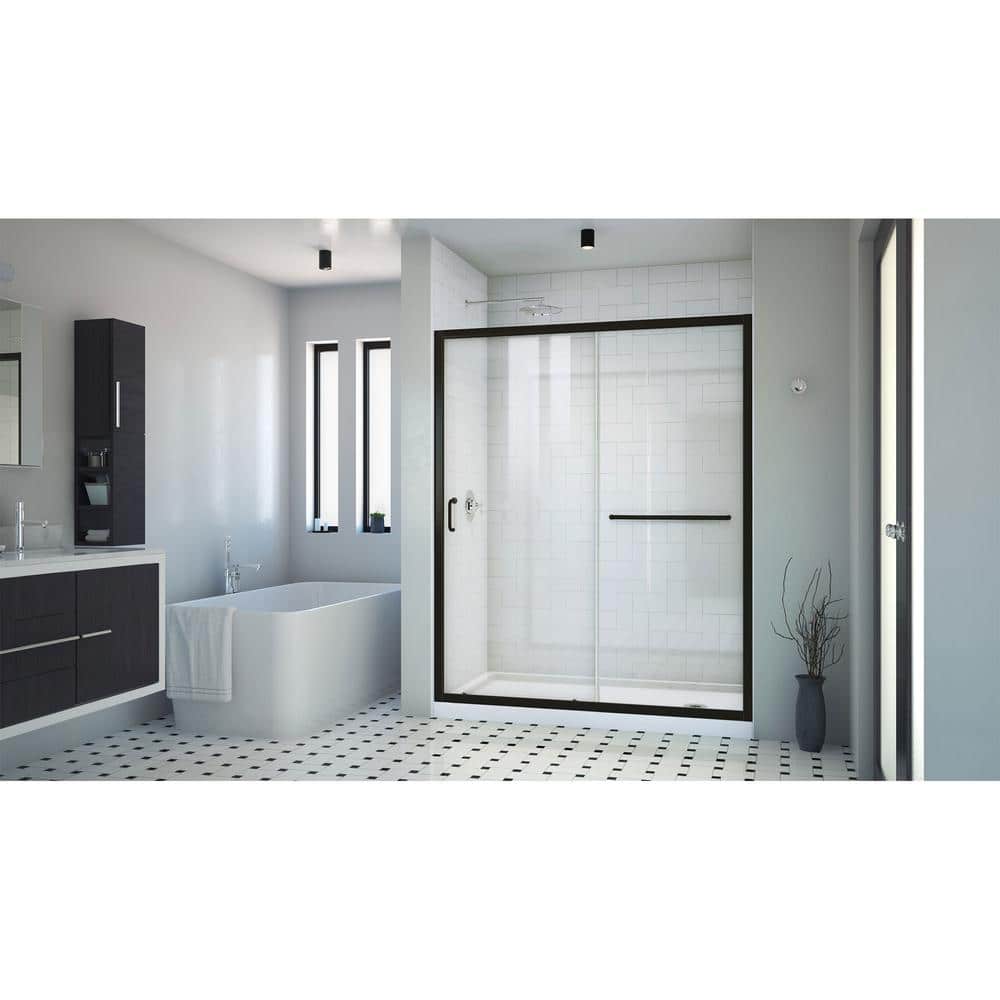 Infinity-Z Matte Black Sliding Shower Kit with Clear Glass
