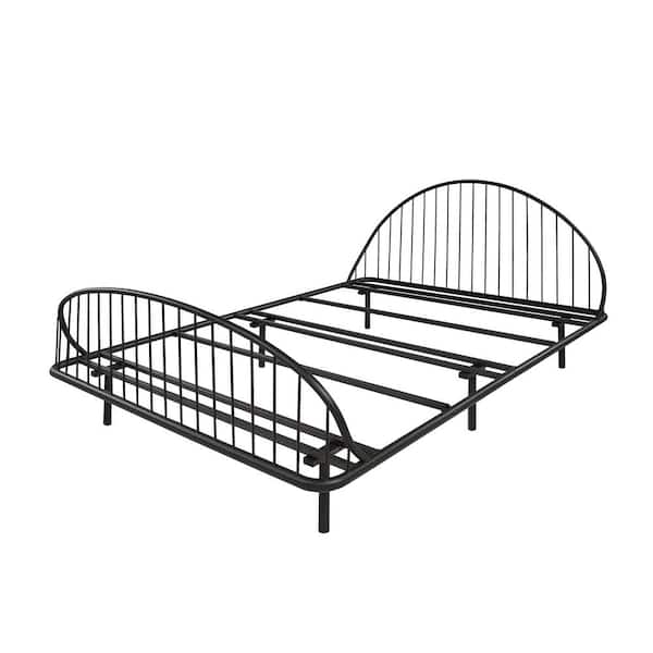 Thompson Black Metal Frame Queen Platform Bed With Curved Wingback Headboard