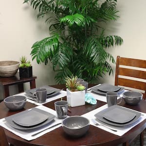 Soho Lounge 16-Piece Casual Gray Stoneware Dinnerware Set (Service for 4)