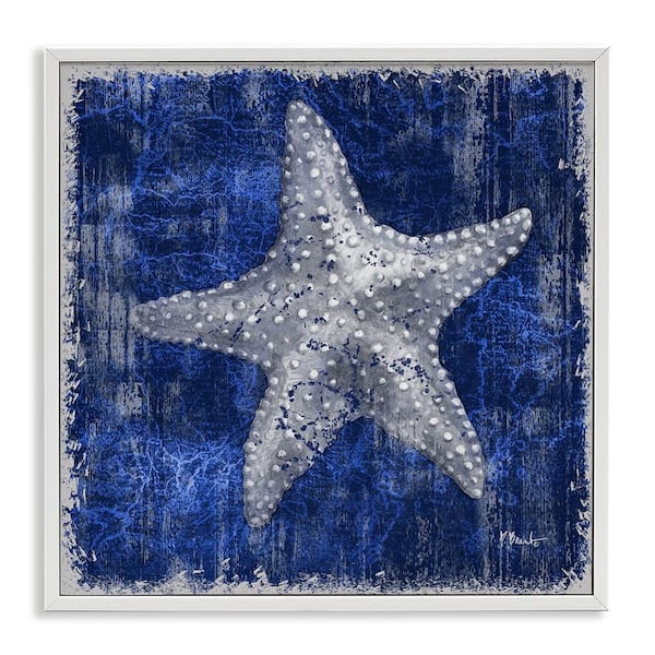 Rustic Indigo Starfish by Paul Brent White Framed Coastal Giclee Art Print 12 in. x 12 in.