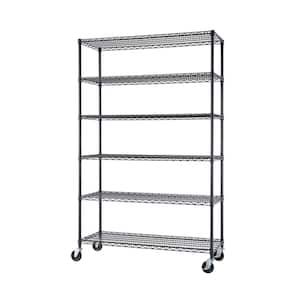 Black Anthracite 6-Tier Steel Wire Shelving Unit (48 in. W x 77 in. H x 18 in. D)