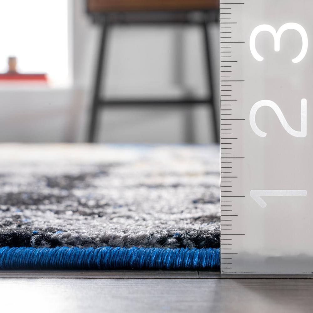 Katharina Blue Abstract 5' x 7' Stain-Resistant Area Rug