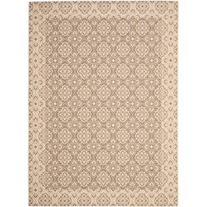 SAFAVIEH Courtyard Cream/Brown 7 ft. x 7 ft. Round Border Indoor ...