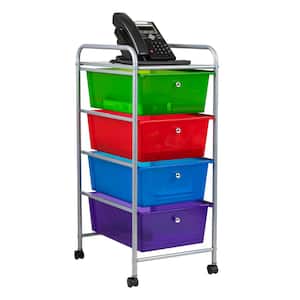 15.25 in. W x 30 in. H x 12.75 in. D Multi-color Plastic 4-Drawer Rolling Utility Cart