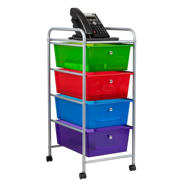 Mind Reader 15.25 in. W x 30 in. H x 12.75 in. D Multi-color Plastic 4-Drawer Rolling Utility Cart