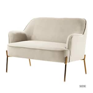 Agacia Tan Recessed Arms Loveseat Sofa with Piped Edges Design