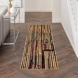 Grafix Brick Multicolor 2 ft. x 8 ft. Abstract Contemporary Runner Area Rug