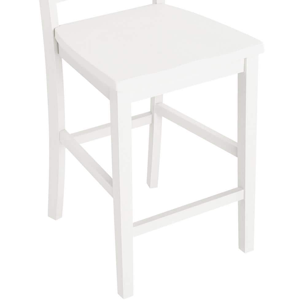 White Wood X-Back Counter Height Bar Stools Set of 4