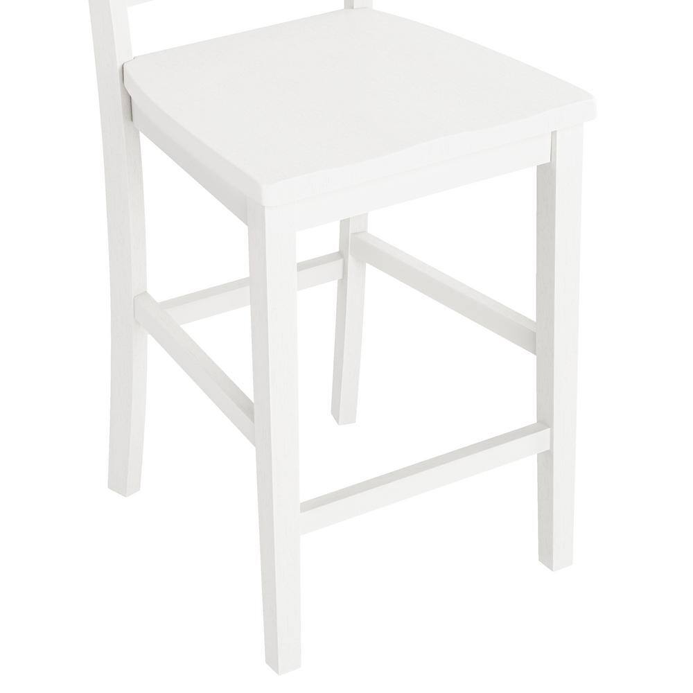 White Wood X-Back Counter Height Bar Stools Set of 2