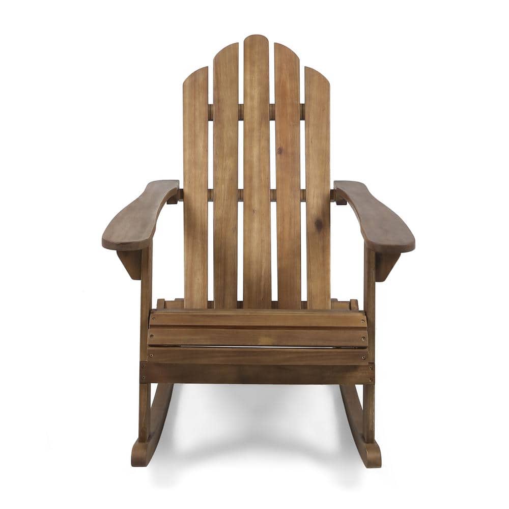 Cara Dark Brown Acacia Wood Adirondack Rocking Chair
