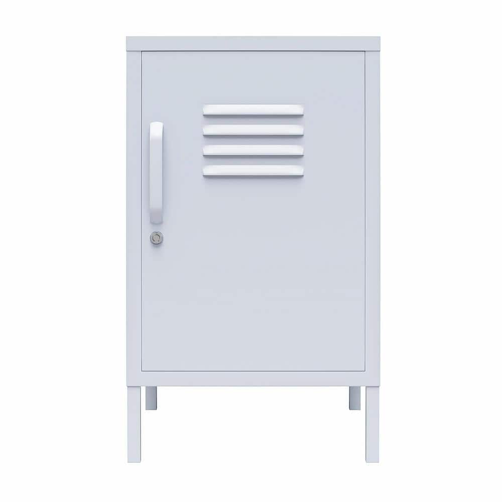 Powder Blue Metal Locker End Table with Storage