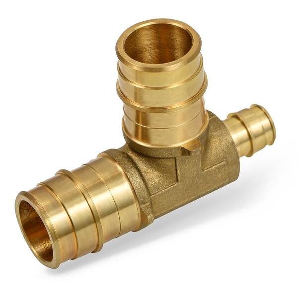 PLUMBFLEX 1 in. x 1/2 in. x 1 in. 90 -Degree PEX A Expansion Pex Reducing Tee, Lead Free Brass For Use in Pex A-Tubing