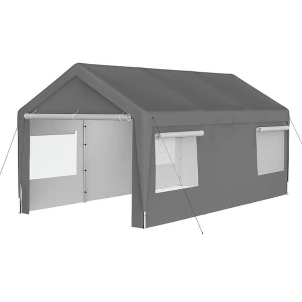 10 ft. x20 ft. Heavy Duty Boat Car Canopy Garage, Carport Canopy with Removable Sidewalls and Roll-up Ventilated Windows