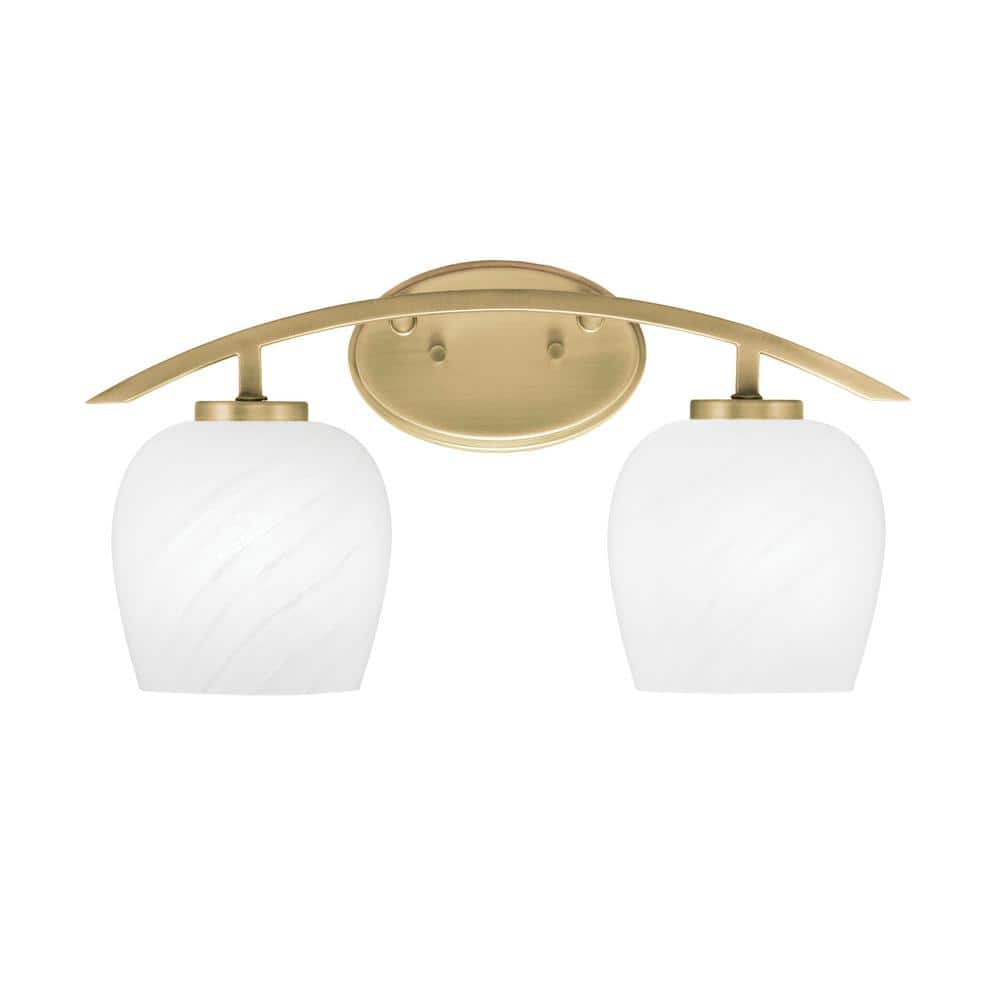 Siena 18.25 in. 2-Light Vanity Light New Age Brass with 6 in. White Marble 