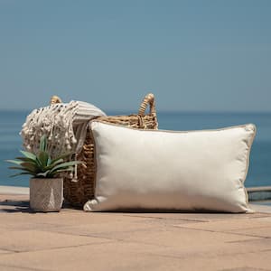 Oasis 24 in. Indoor/Outdoor Lumbar Pillow in Sand Cream