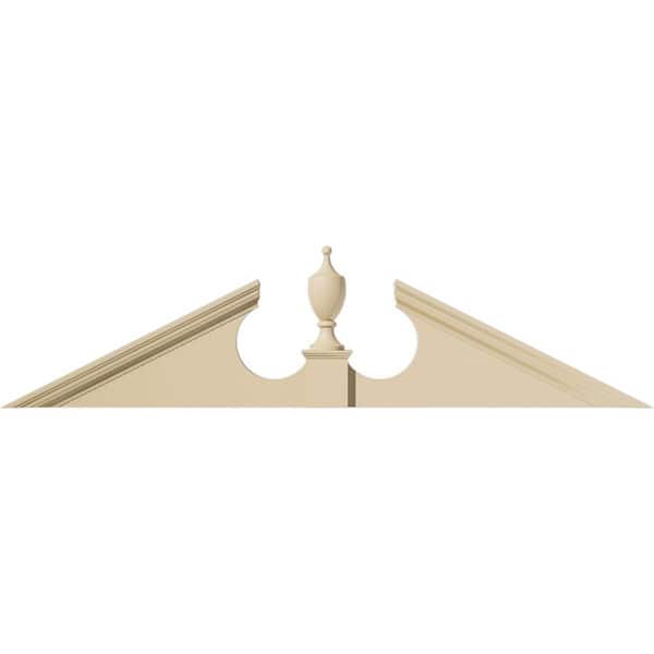 Ekena Millwork 74 in. W x 18-1/2 in. H x 2-3/4 in. P Pitch 6/12 Acorn Signature Urethane Pediment Acorn Ships Unattached in Box, Prime
