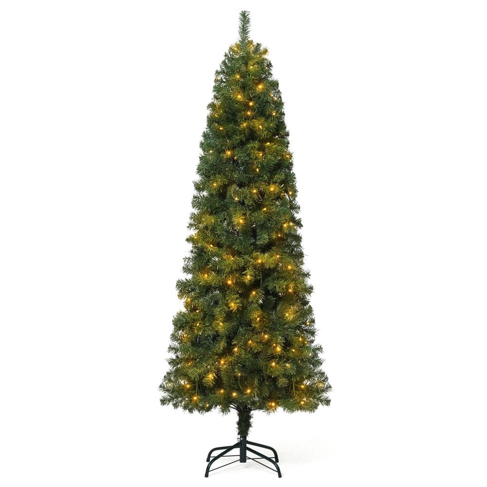 6 ft. Pre-Lit LED Slim Pencil Tree Artificial Christmas Tree with 250-Lights with Foldable Metal Stand price history on PriceWatchPro