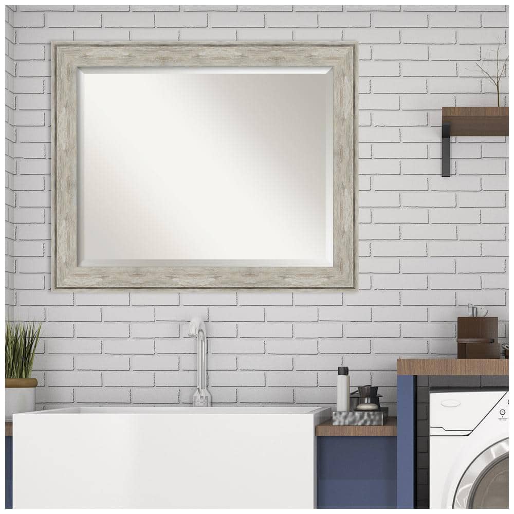 Rectangular Silver Metallic Framed Bathroom Vanity Mirror