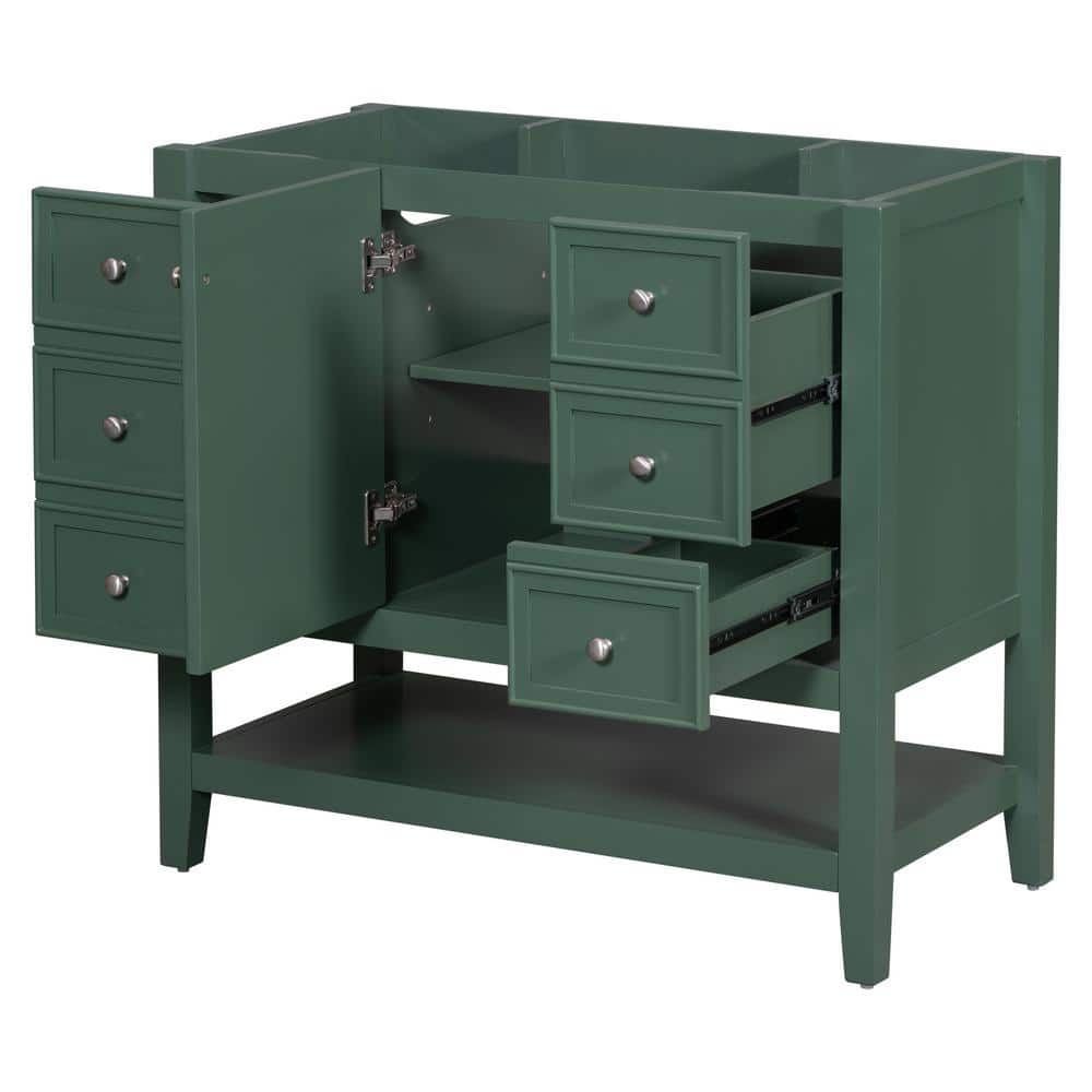 35.5 in. W x 18 in. D x 32.9 in. H Bathroom Green Linen Cabinet