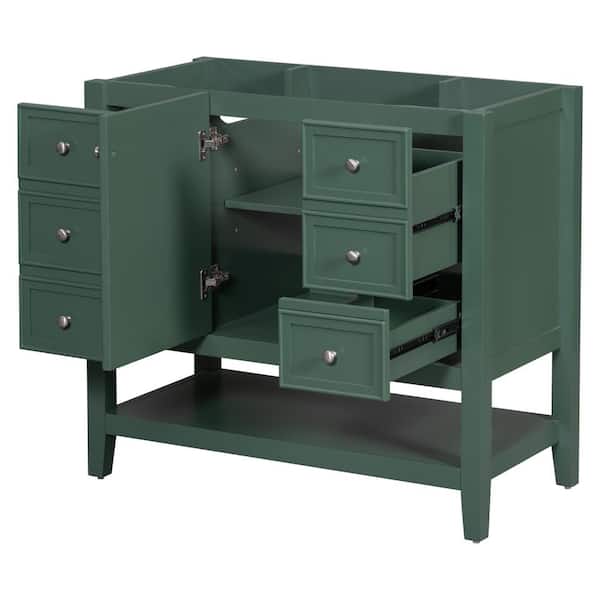35.5 in. W x 18 in. D x 32.9 in. H Bathroom Green Linen Cabinet