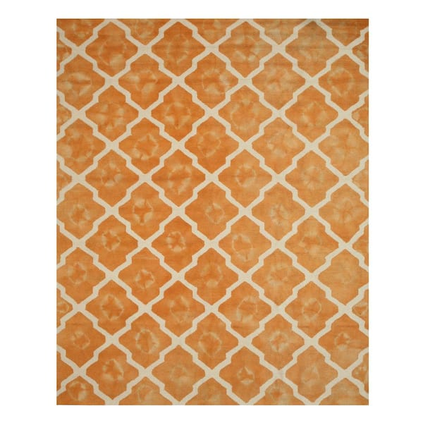 EORC Orange 5 ft. x 8 ft. Transitional Tie-dye Moroccan Area Rug