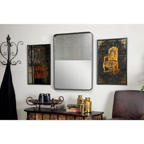 Litton Lane Medium Rectangle Distresssed Antique Finish Antiqued Classic Mirror (32.0 in. H x 24.0 in. W)