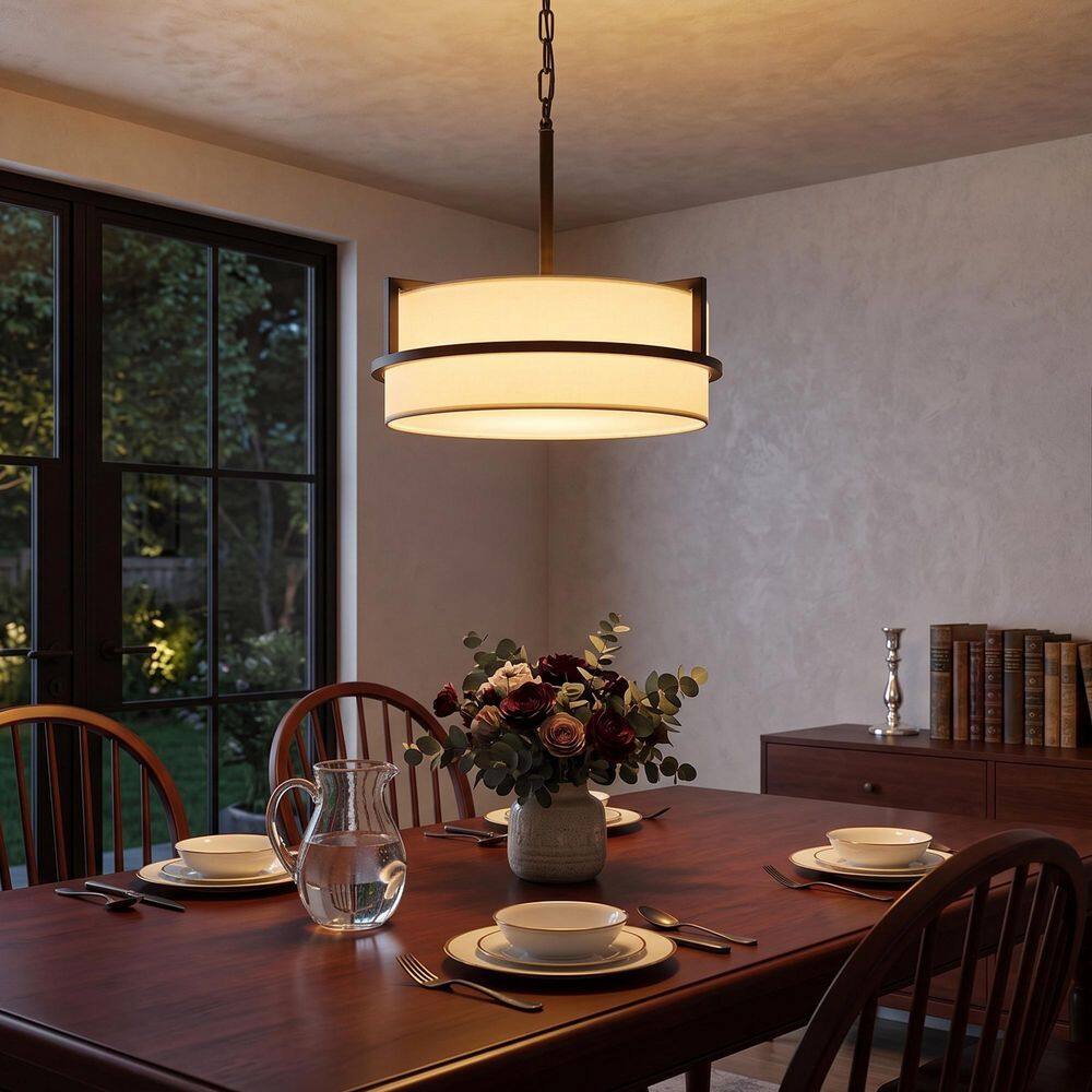 3 Light Modern Farmhouse Black Drum Chandelier with White Fabric Shade for Dining Room Kitchen Island Foyer Bedroom price history on PriceWatchPro