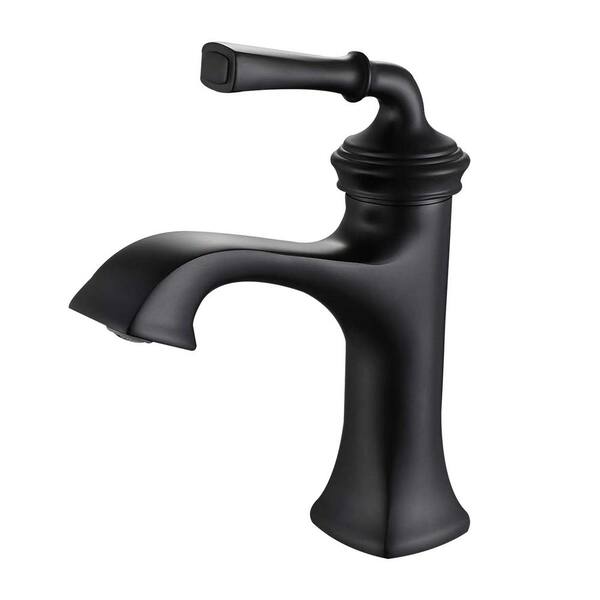 WELLFOR Single Hole Single-Handle Bathroom Faucet with Supply Line in Matte Black (Value Included)