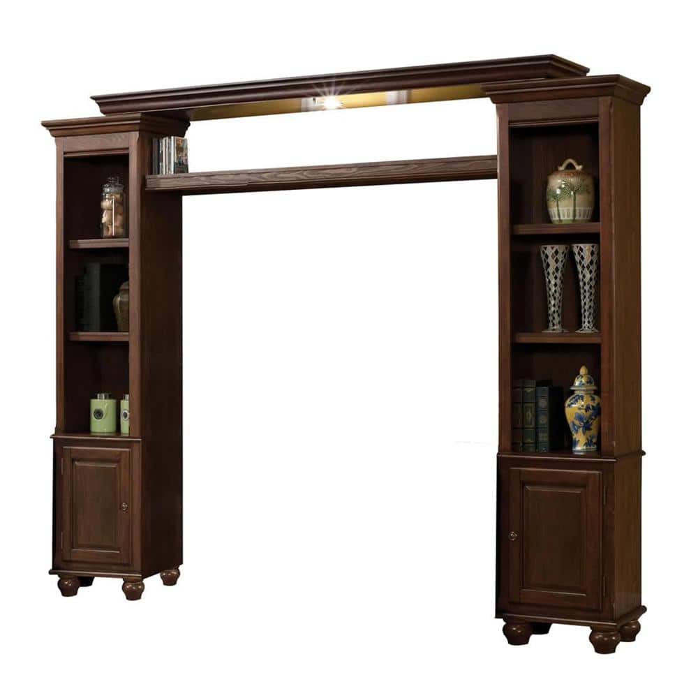 Dita Walnut Wood Entertainment Center with Side Piers and Shelf Bridge