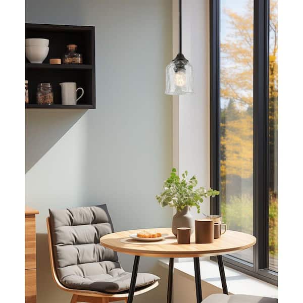 Kira Home 5 in. Petit Clear Hammered Glass Bell Shade, with 1-5/8
