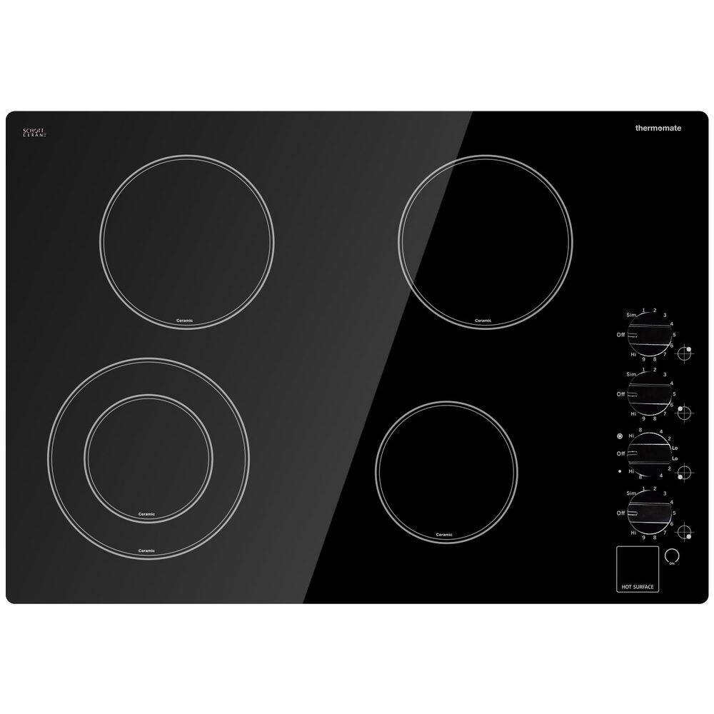 30 in. 4-Elements Glass-Ceramic Electric Cooktop in Black with Hot Surface Indicator