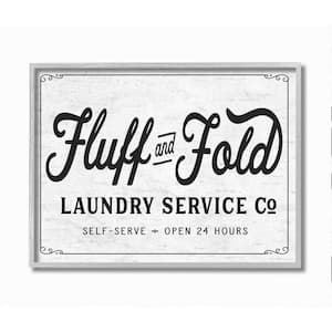 "Fluff and Fold Laundry Room Vintage Sign" by Lettered and Lined Framed Abstract Texturized Art Print 11 in. x 14 in.