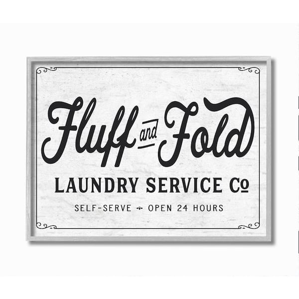 Stupell Industries "Fluff and Fold Laundry Room Vintage Sign" by Lettered and Lined Framed Abstract Texturized Art Print 16 in. x 20 in.