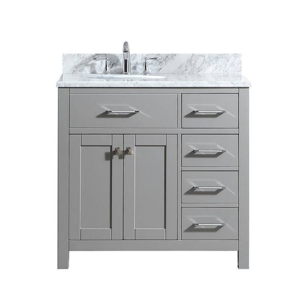 Virtu USA Caroline Parkway 36 in. W Bath Vanity in Cashmere Gray with ...