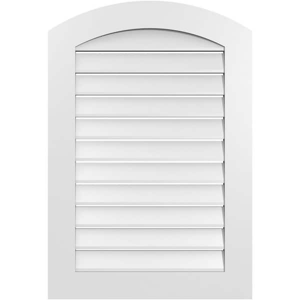 Ekena Millwork 26 in. x 36 in. Arch Top Surface Mount PVC Gable Vent: Decorative with Standard Frame