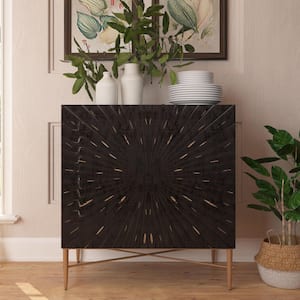 Black 32 in. Vintage Patterns Accent Storage Cabinet