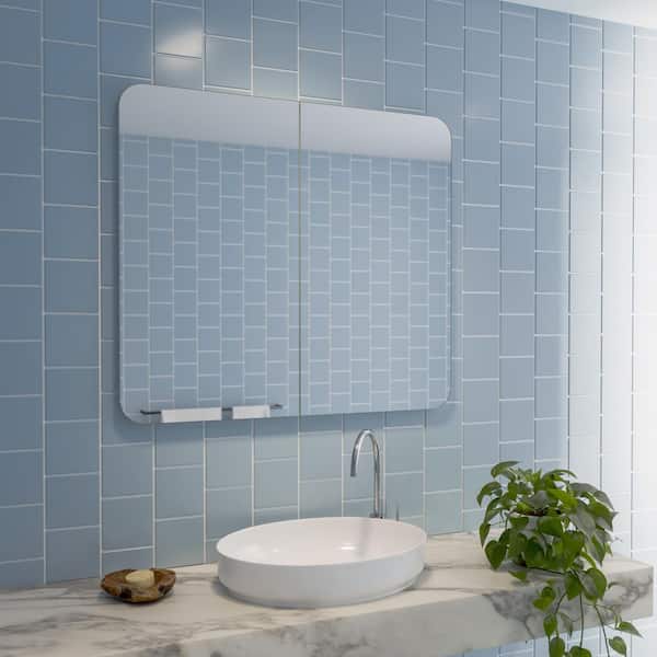 Ezri 36 in. W x 32 in. H x 4.75 in. D White Recessed Medicine Cabinet with Mirror