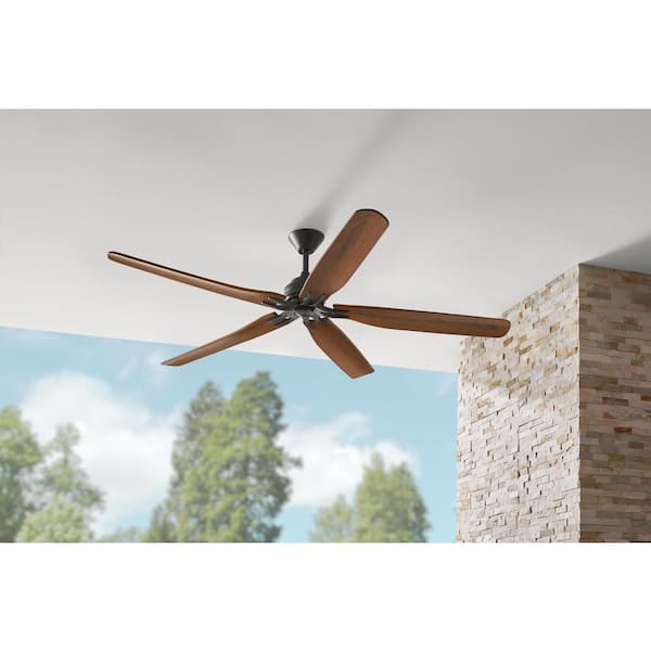 Danetree 72 in. Indoor/Outdoor Natural Iron Ceiling Fan with Hand Carved Wood Blades and Remote Control Included