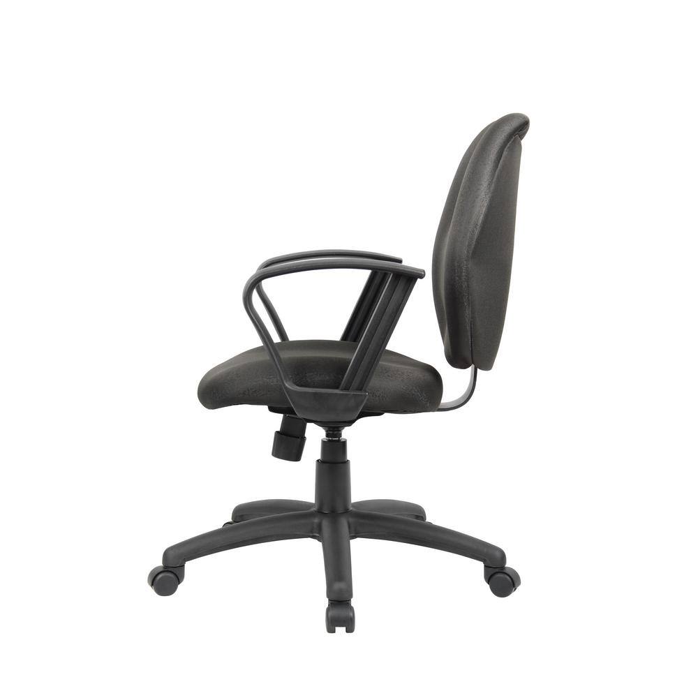 ErgoComfort Mid-Back Black Fabric Task Chair with Fixed Arms