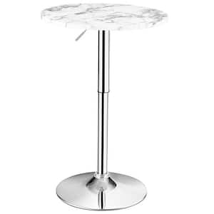 24 in. White Swivel Round MDF Coffee Table with Height Adjustable