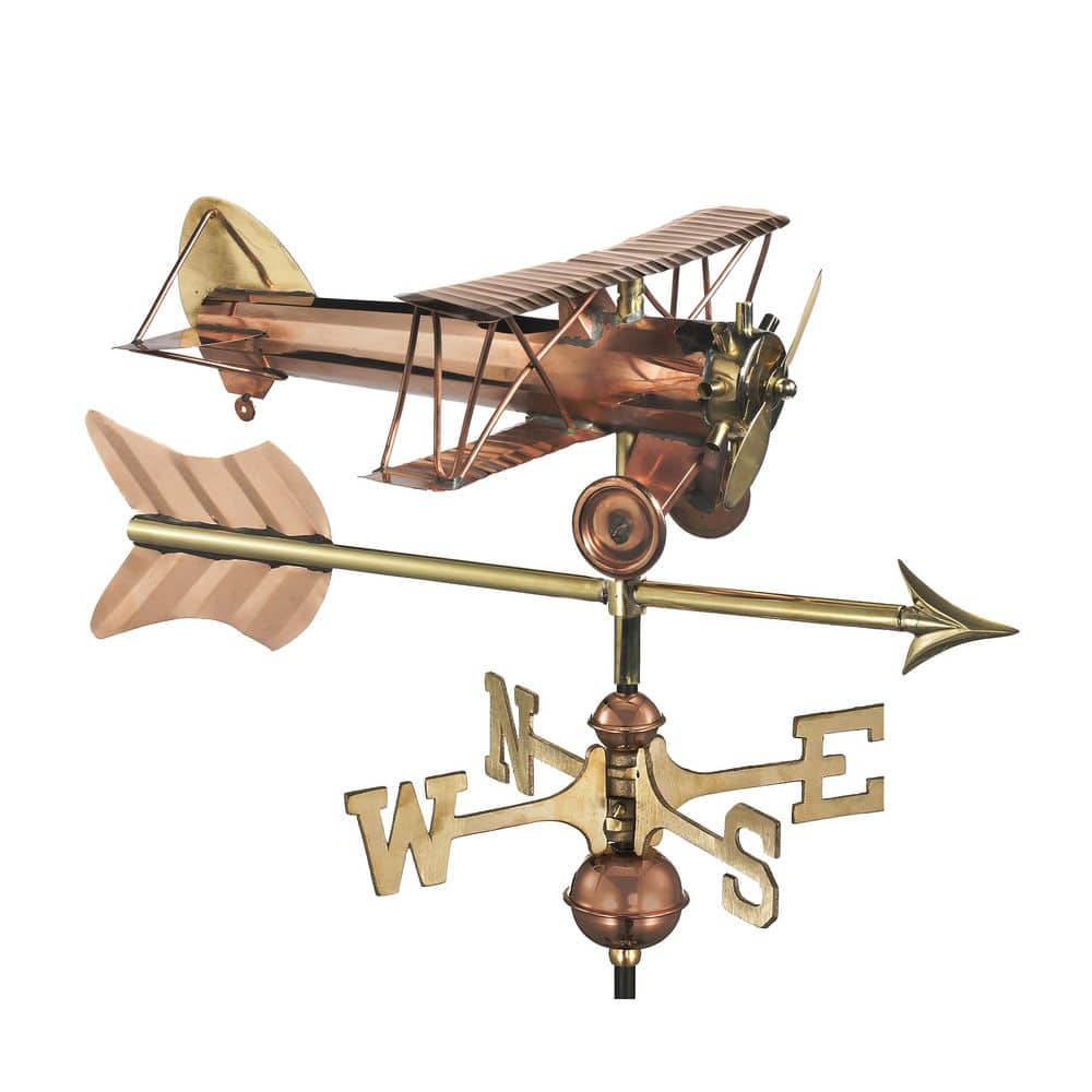 Good Directions Biplane with Arrow Cottage WeathervanePure Copper with