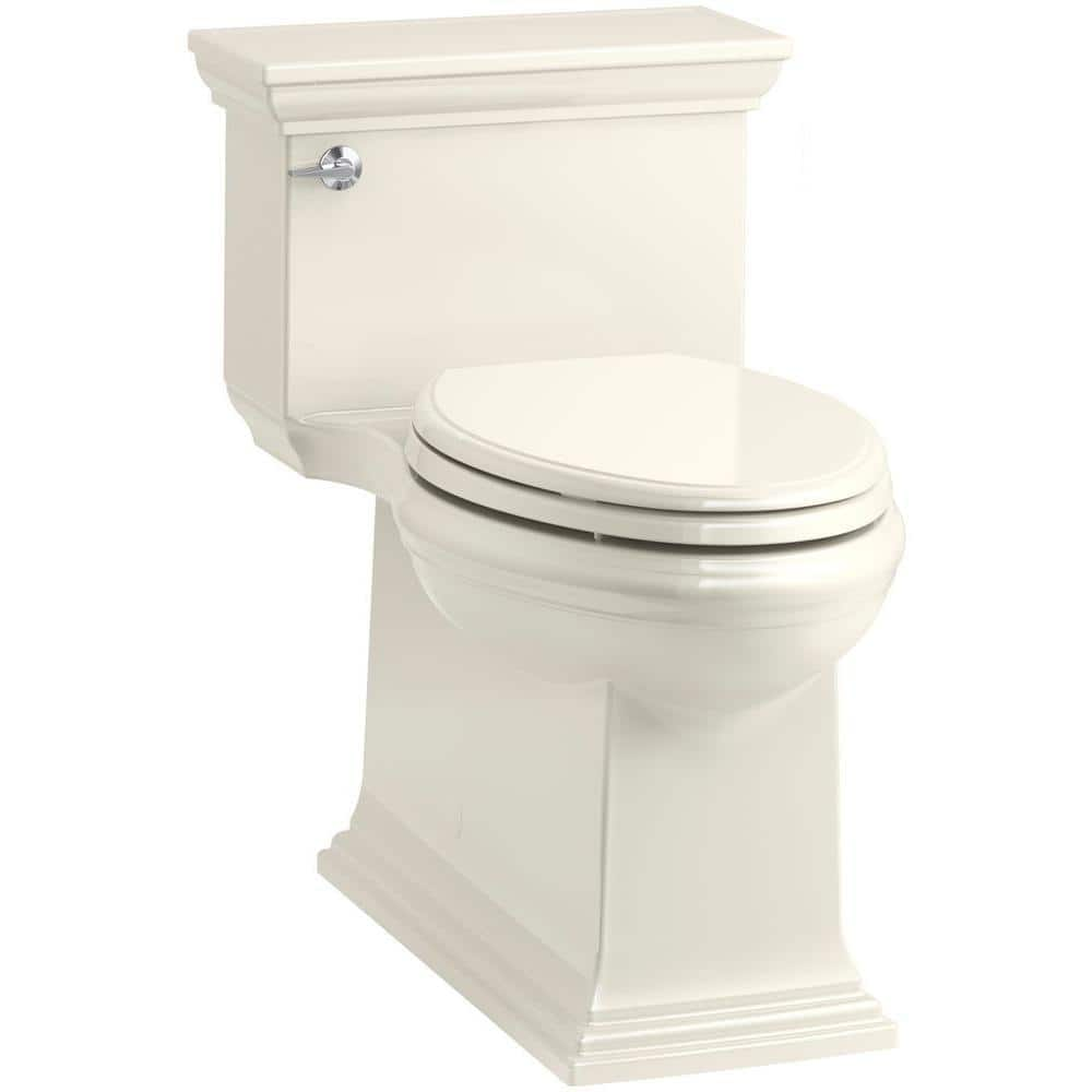 Kohler Memoirs Stately 1 Piece 1 28 Gpf Single Flush Elongated Toilet In Biscuit Seat Included K 6428 96 The Home Depot