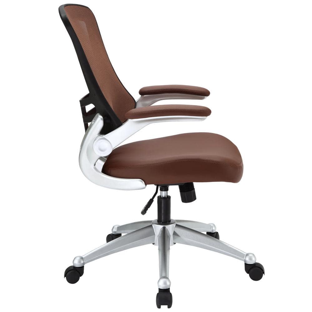 ErgoFlex Tan Leatherette and Mesh Swivel Task Chair with Adjustable Arms
